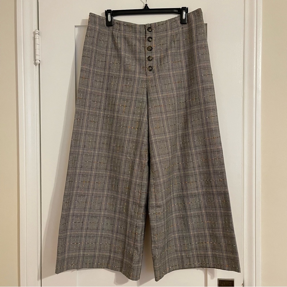 Anthropologie wide leg plaid trousers